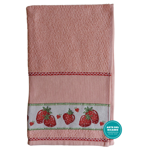 Kitchen Terry Towel with Aida Band - Strowberries